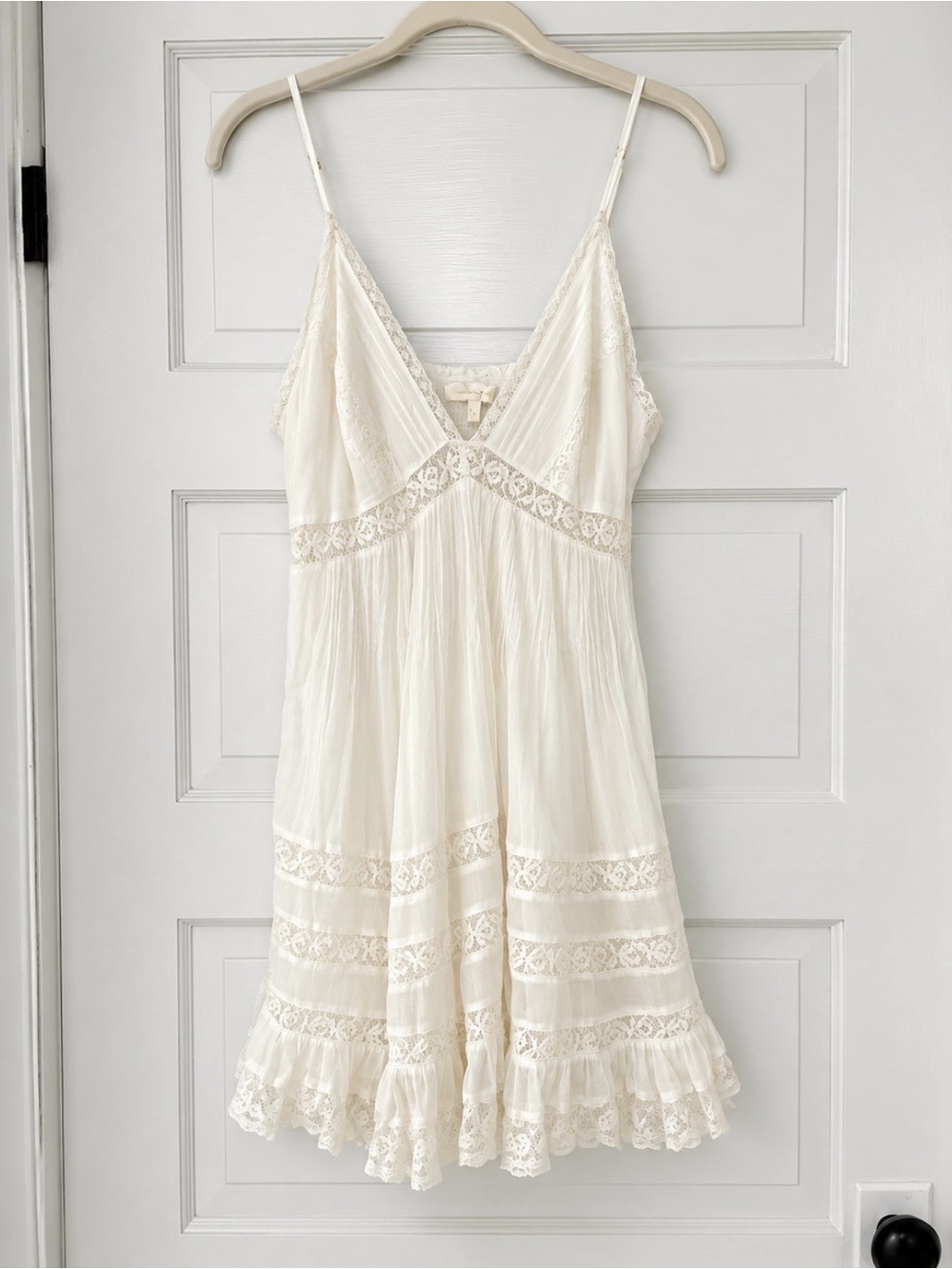 Love Shack Fancy off white Lace-Trim Slip Dress size Large.